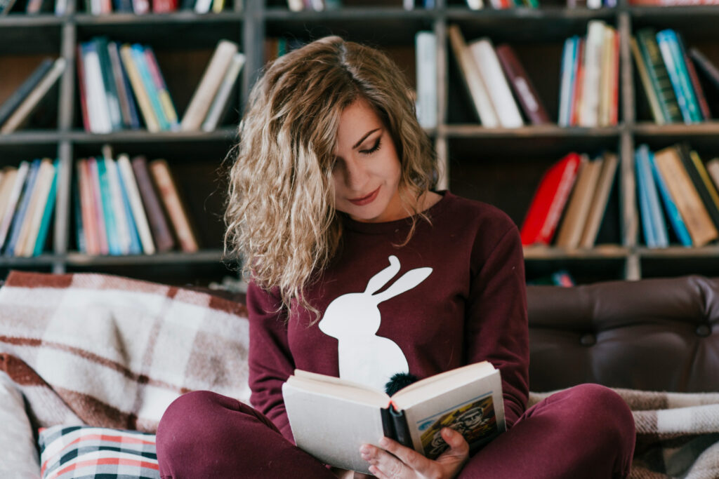 woman reading a book