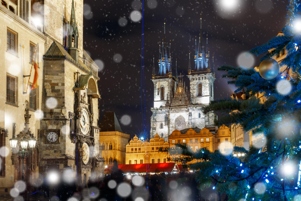 cristmas old town square in prague czech republic