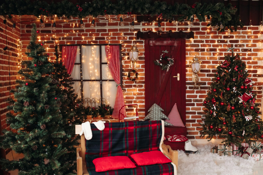 decorated outside with christmas concept