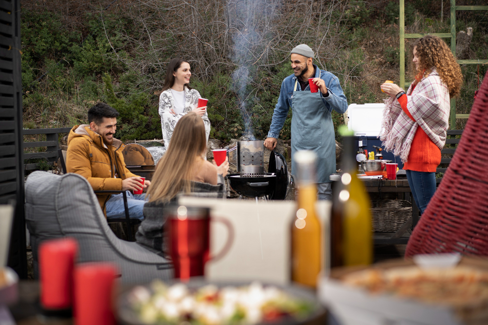  friends having a nice barbeque together