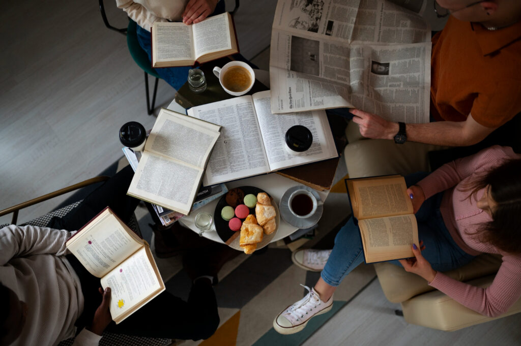  people at the library reading and learning from books