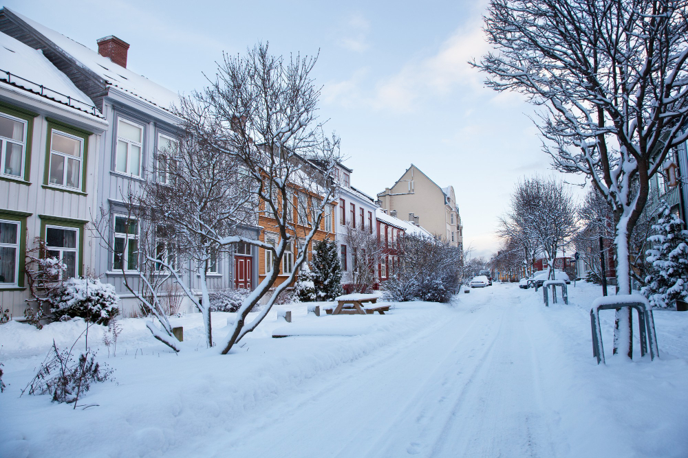 view of street in trondheim city norway