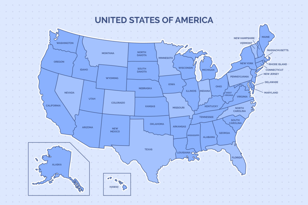  hand drawn usa outline map illustration