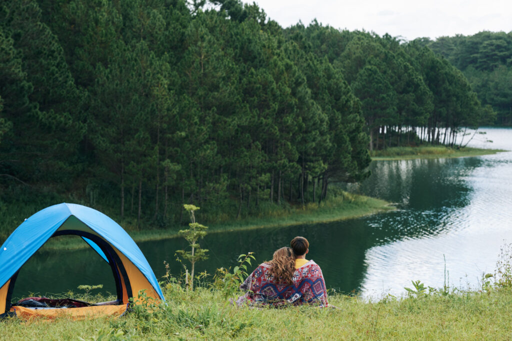 Camping by lake