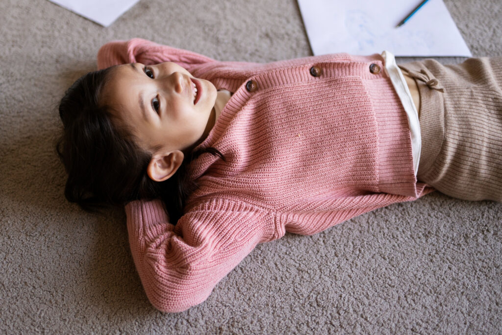 young child spending time together in the comfort of their home