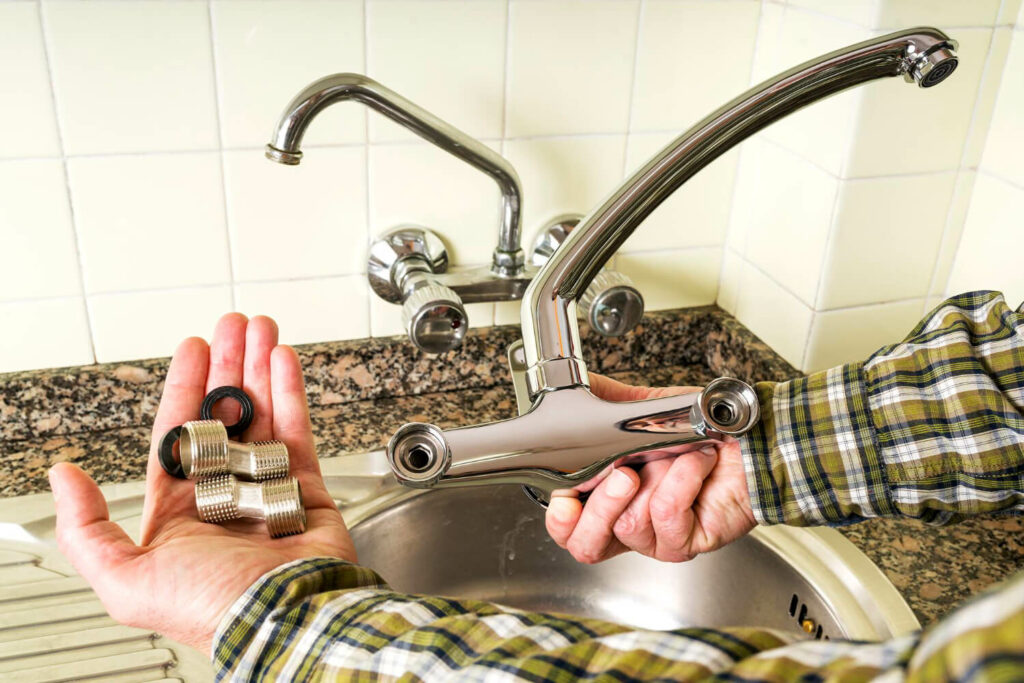 taking pictures of the faucet 