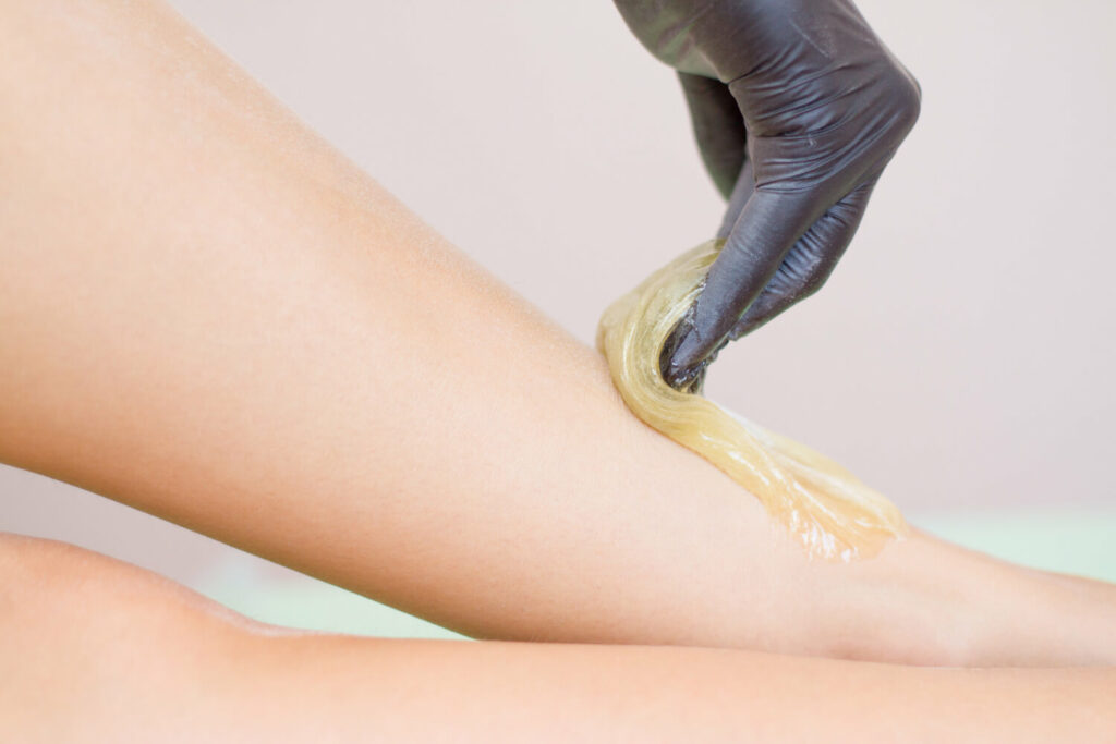 waxing a leg