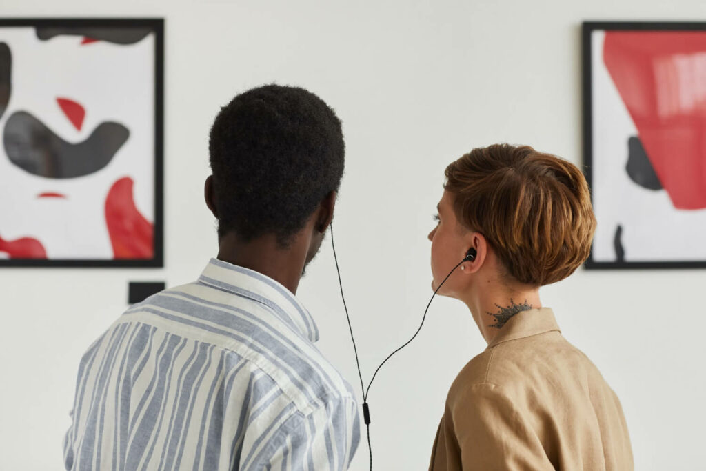 a couple in a museum