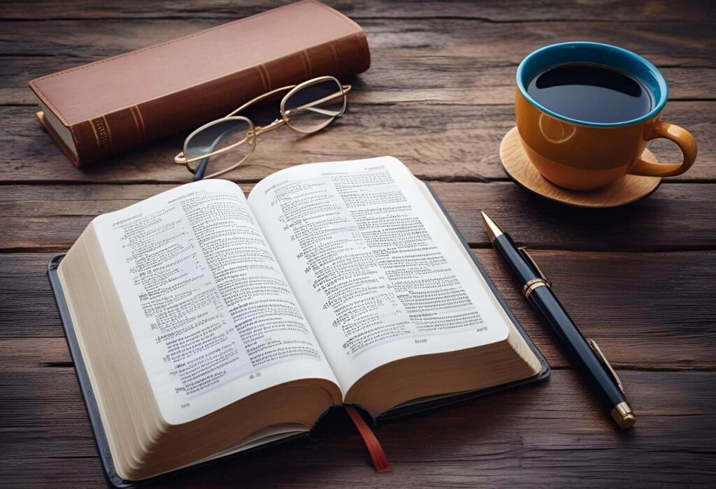 the open bible book with chapters shown